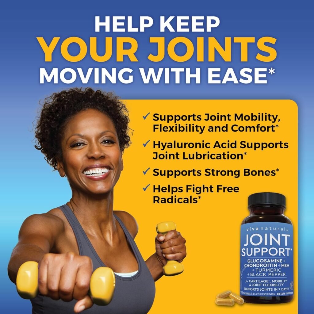 Glucosamine Chondroitin MSM Joint Support Supplement, 90 Capsules - with Turmeric, Black Pepper, Boswellia and Hyaluronic Acid - Joint Health Supplement for Mobility, Flexibility and Comfort